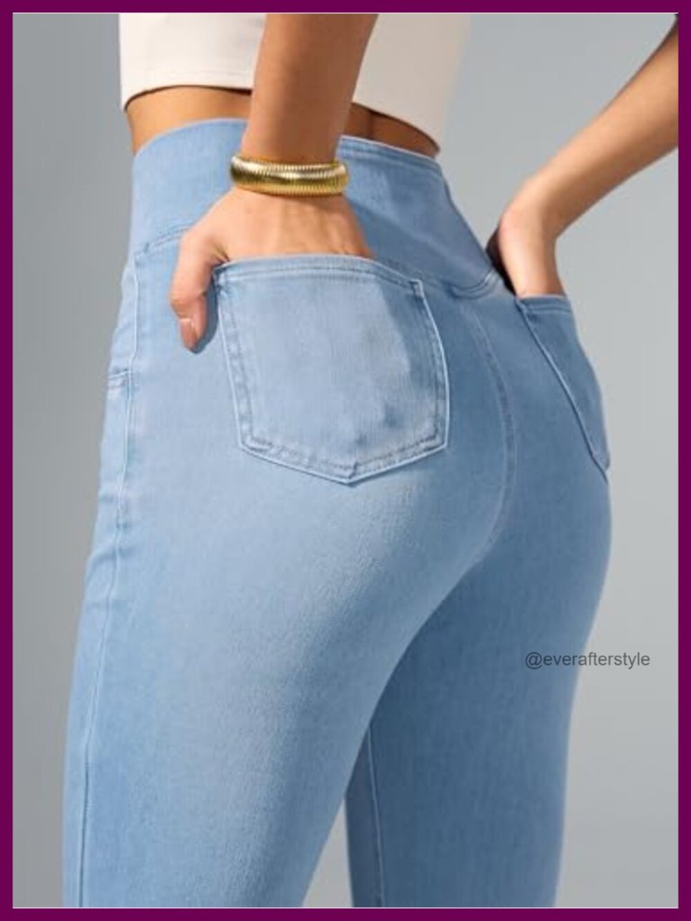 Stretchy Flare Jeans High Rise Crossover Waist Bell Bottom Jeggings - Picture 4 of 6
